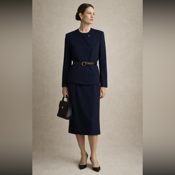 Ralph Lauren Dresses & Skirts - Ralph Lauren Navy Blue Skirt Suit Set